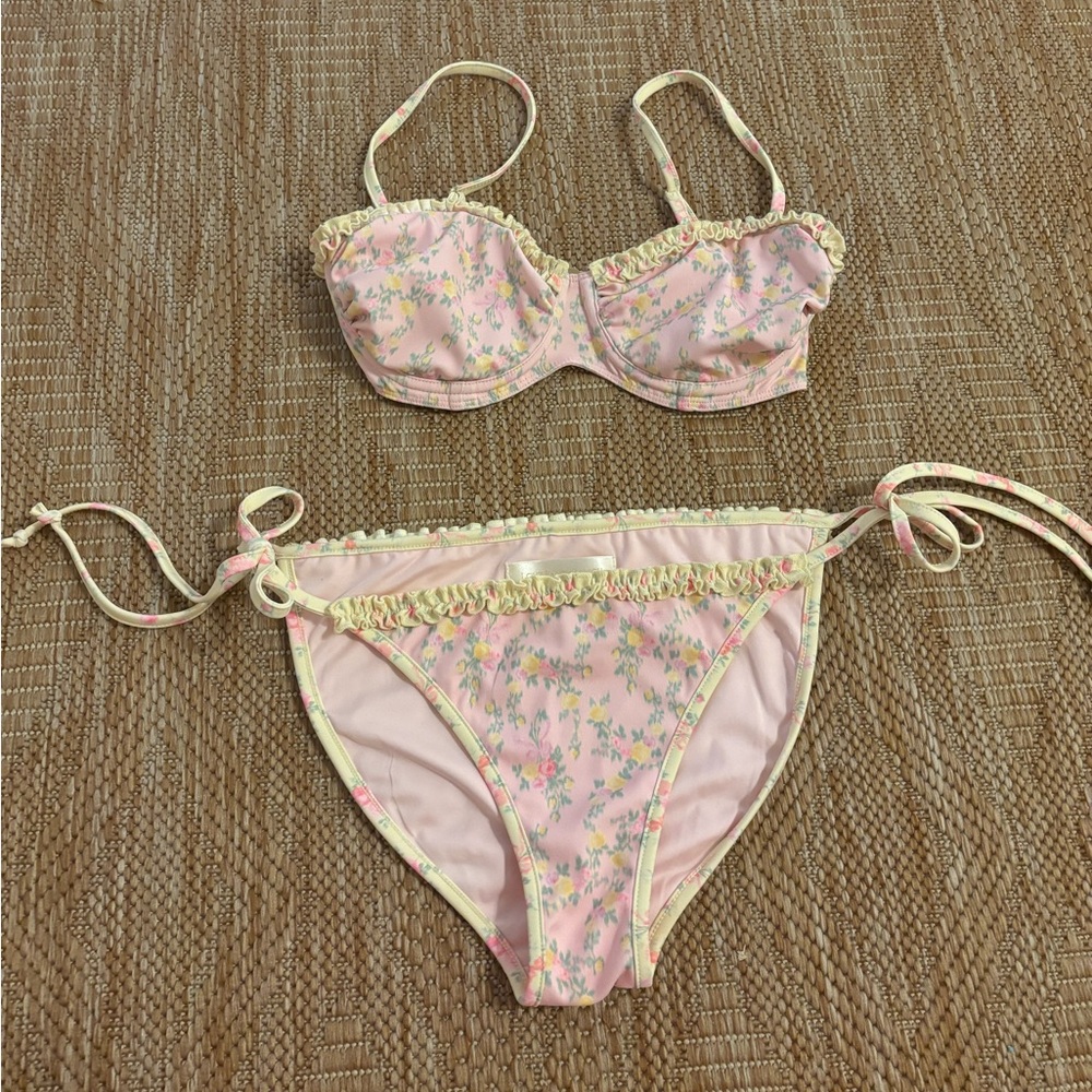 NWOT LOVESHACKFANCY TALLIE BIKINI - S